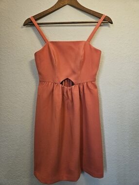 BCBGeneration Mini Dress Womens 0 Orange Sleeveless Peek A Boo Cutout Flutter